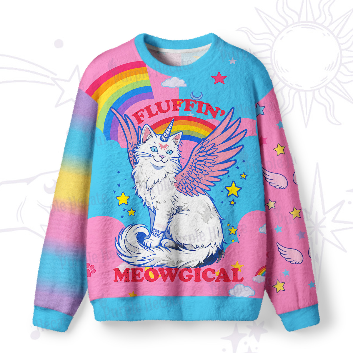 Purplehecate Fluffin Meowgical Fuzzy Ugly Sweatshirt
