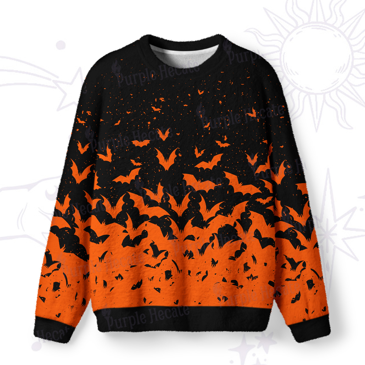 Purplehecate Midnight Bat Swarm Fuzzy Ugly Sweatshirt