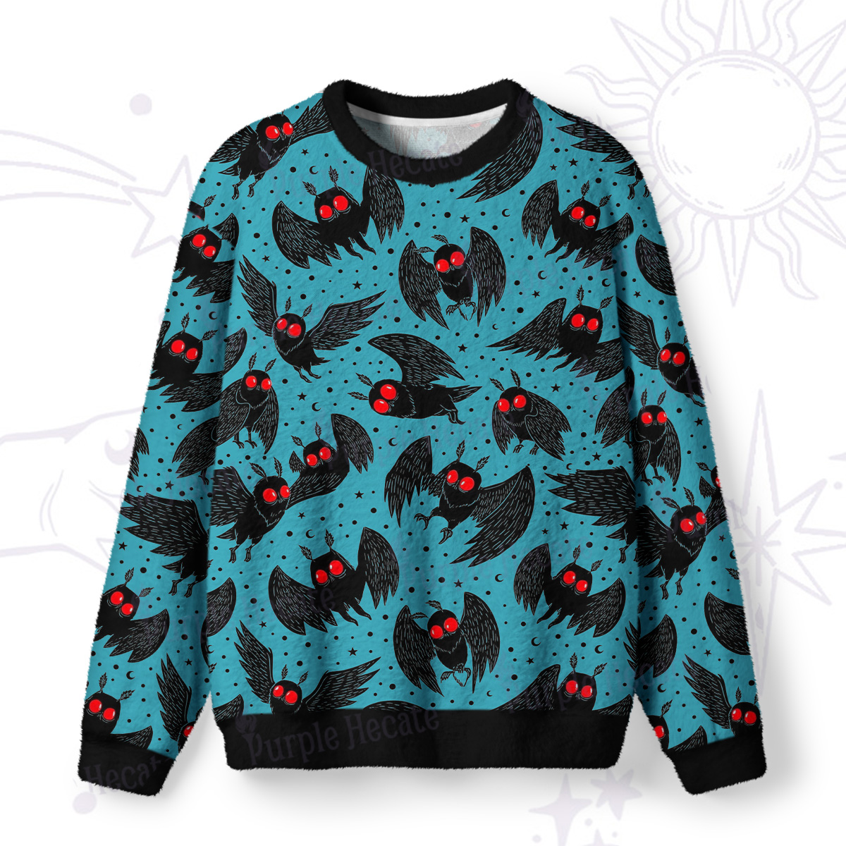 Purplehecate Blood-Eyed Mothman Fuzzy Ugly Sweatshirt