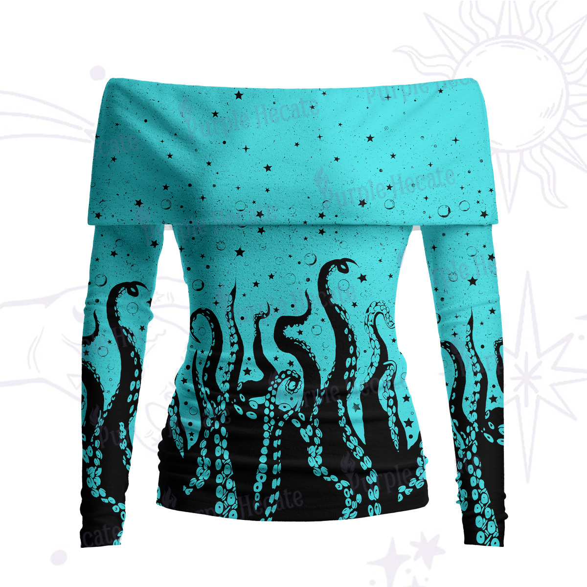 Purplehecate Tentacles of the Deep Off Shoulder Long Sleeve Knit Top