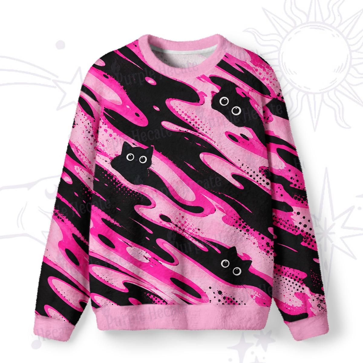 Purplehecate Lost in a Sea of Cats Fuzzy Ugly Sweatshirt