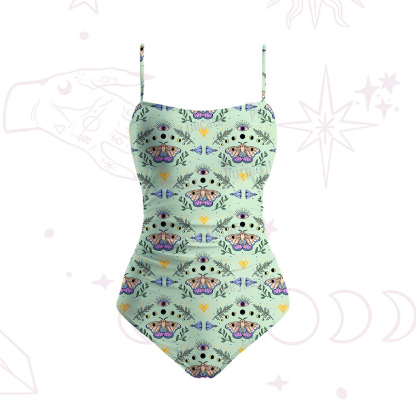 Purplehecate Luna Moth Witch Slim-Strap Swimsuit