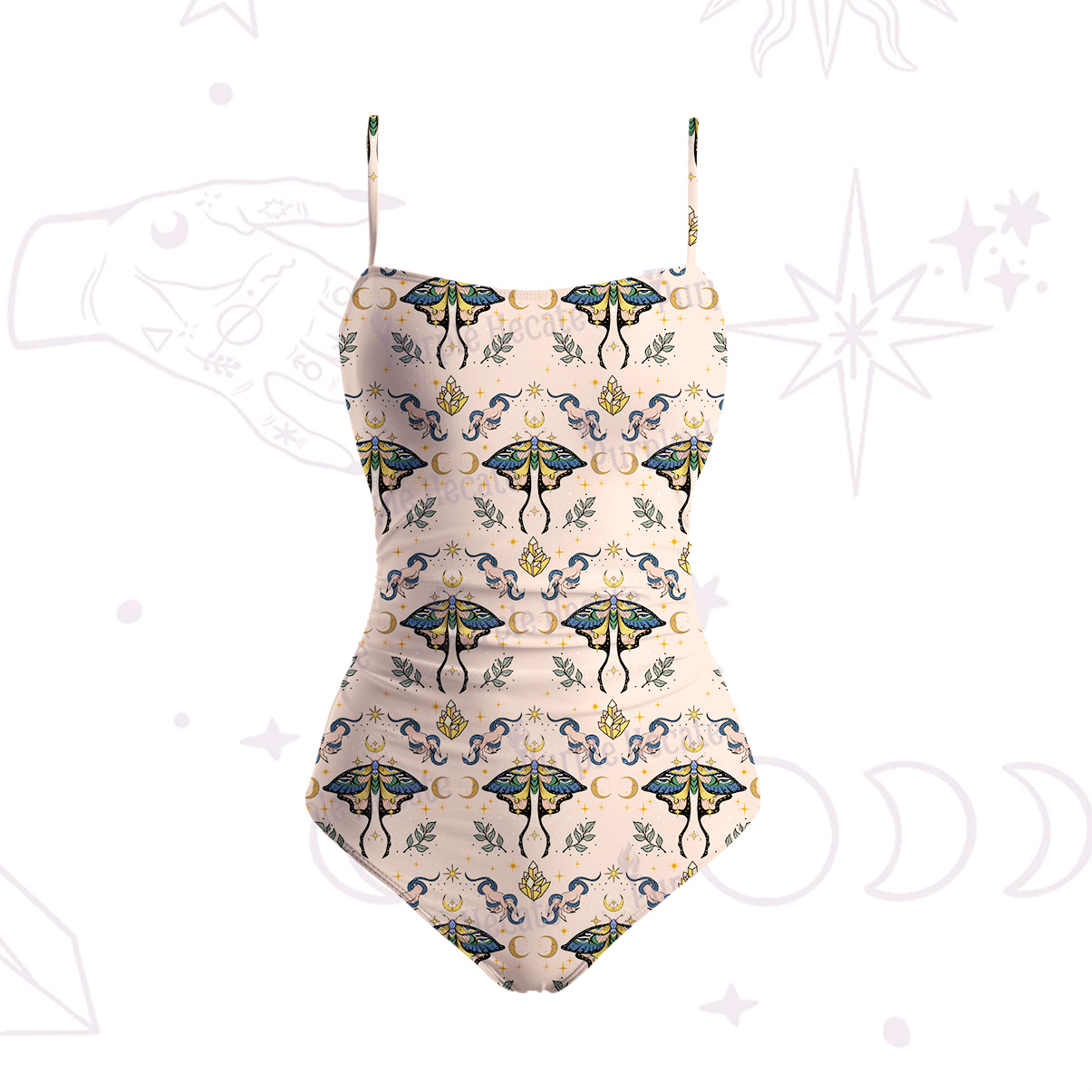 Purplehecate Mystical Moth Slim-Strap Swimsuit
