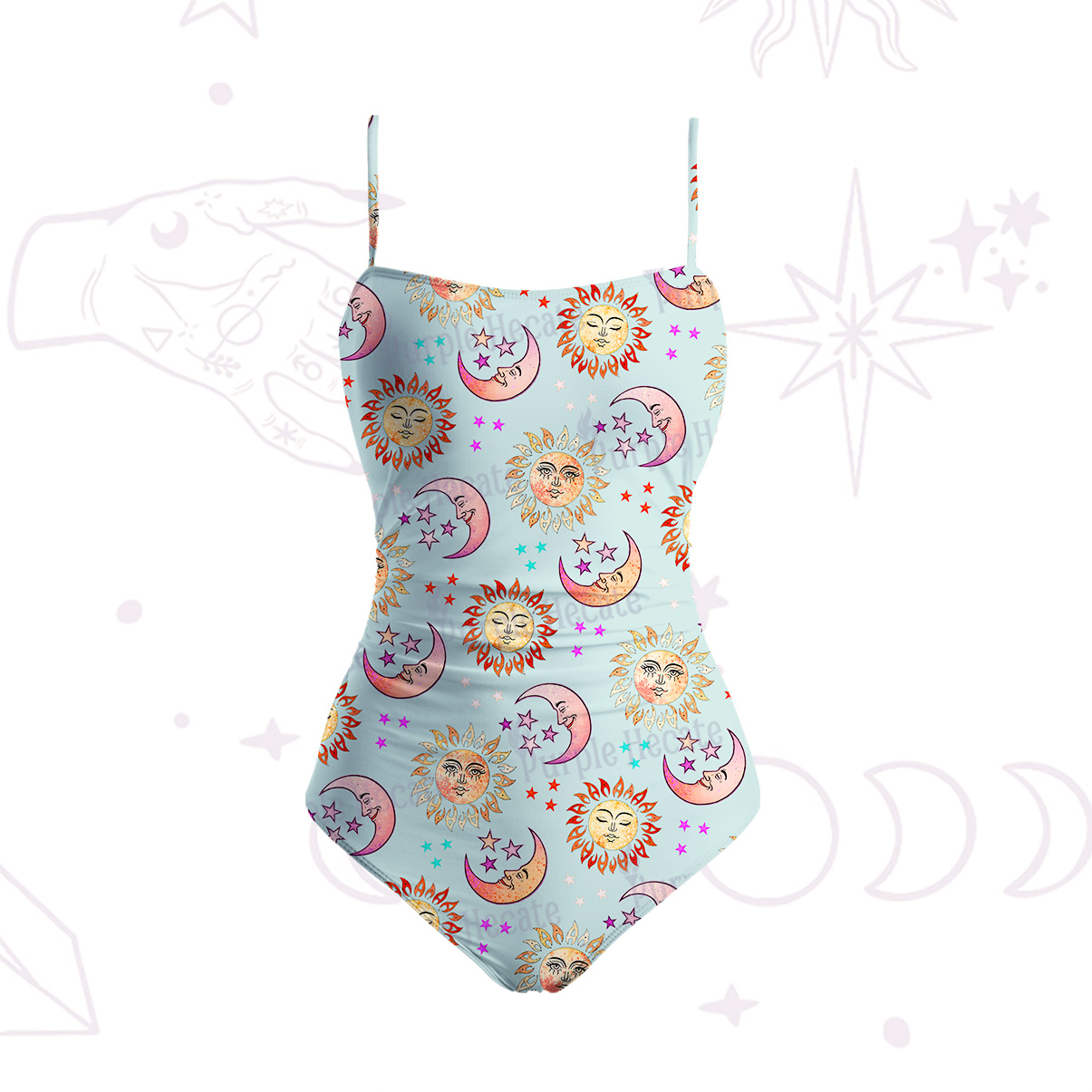 Purplehecate Dancing Suns and Lunar Dreams Slim-Strap Swimsuit