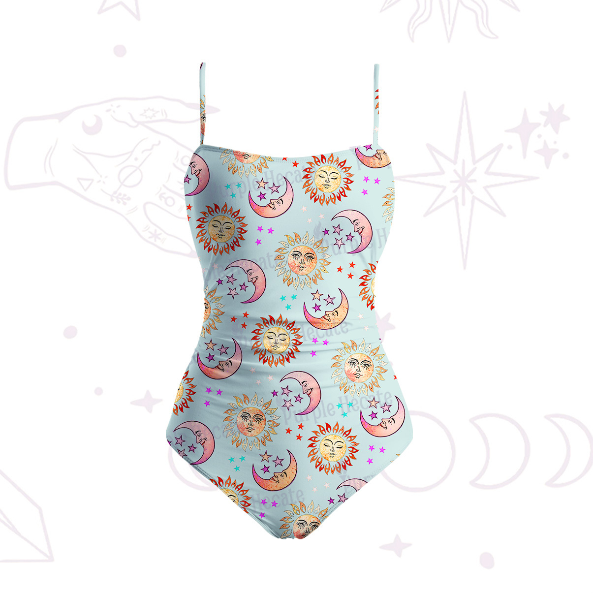 Purplehecate Dancing Suns and Lunar Dreams Slim-Strap Swimsuit
