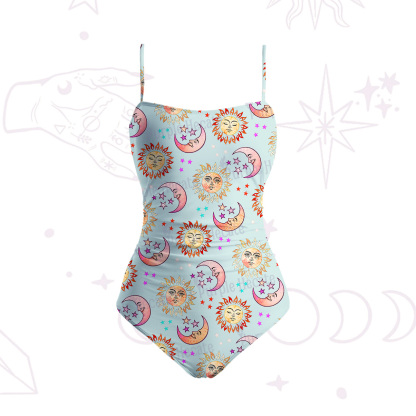 Purplehecate Dancing Suns and Lunar Dreams Slim-Strap Swimsuit