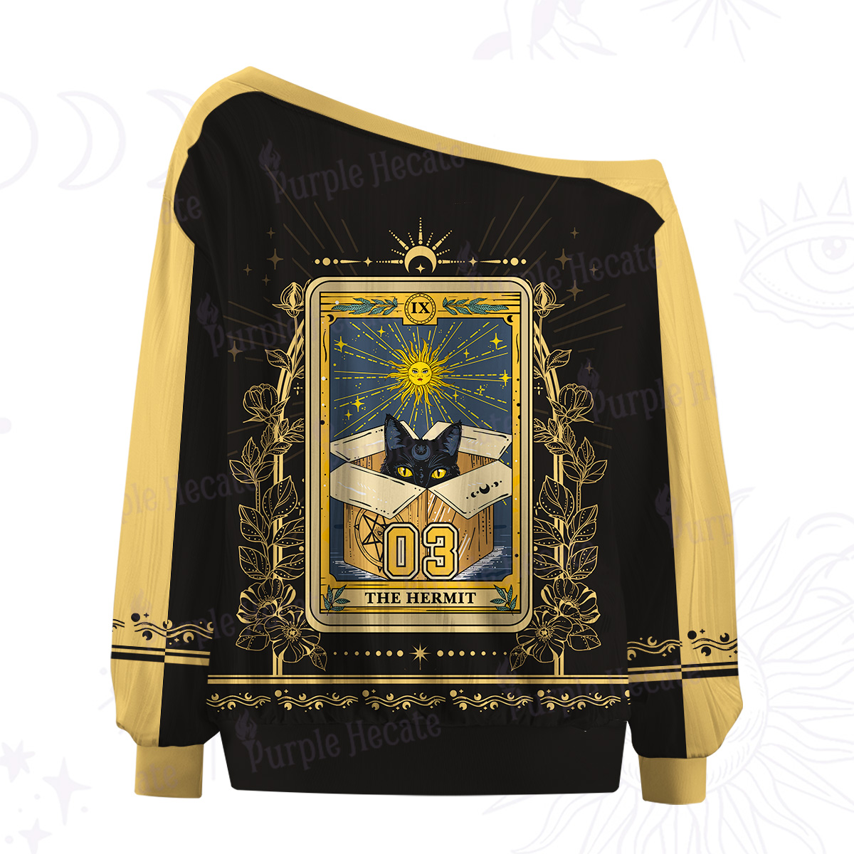 Purplehecate The Hermit Cat Tarot Card Off The Shoulder Graphic Jersey