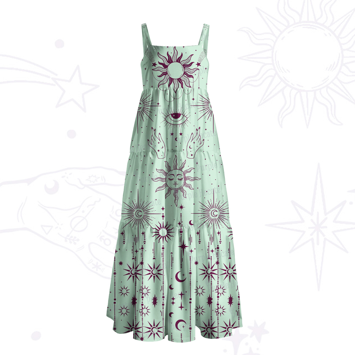 Purplehecate Solar Oracle Wide Straps Maxi Dress