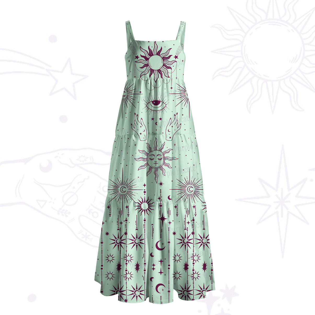 Purplehecate Solar Oracle Wide Straps Maxi Dress