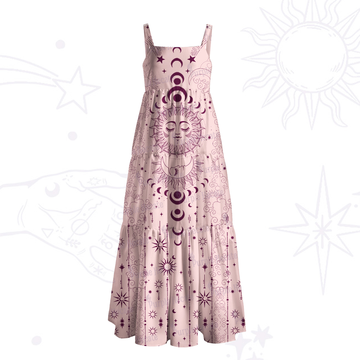 Purplehecate Lunar Eclipse Wide Straps Maxi Dress