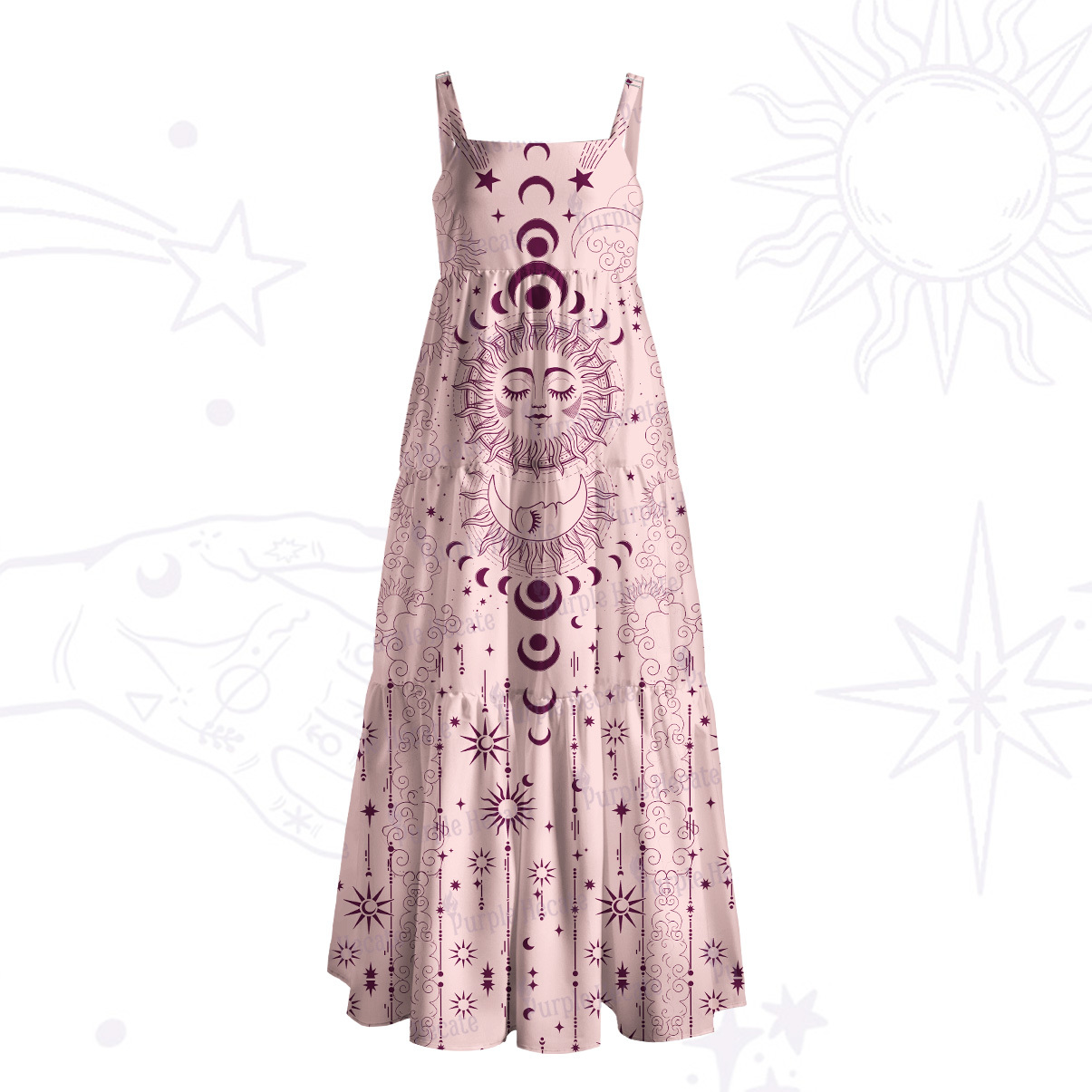 Purplehecate Lunar Eclipse Wide Straps Maxi Dress