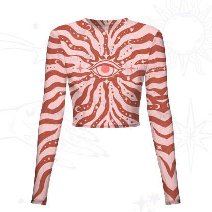 Purplehecate Green Vision Illusion Mesh Long Sleeve Crop Top