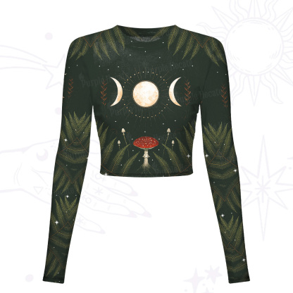 Purplehecate Moonlit Mushroom Gown Mesh Long Sleeve Crop Top