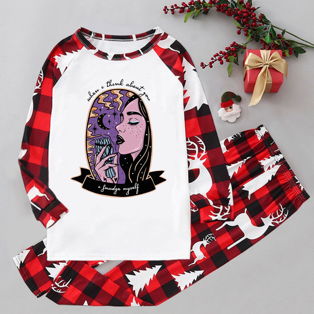 Purplehecate When I Think About You Elk Christmas Pajamas