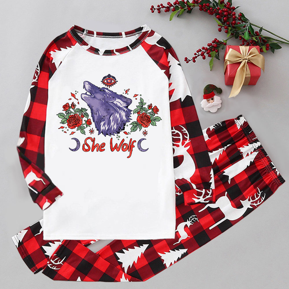Purplehecate Moon Wolf Elk Christmas Pajamas