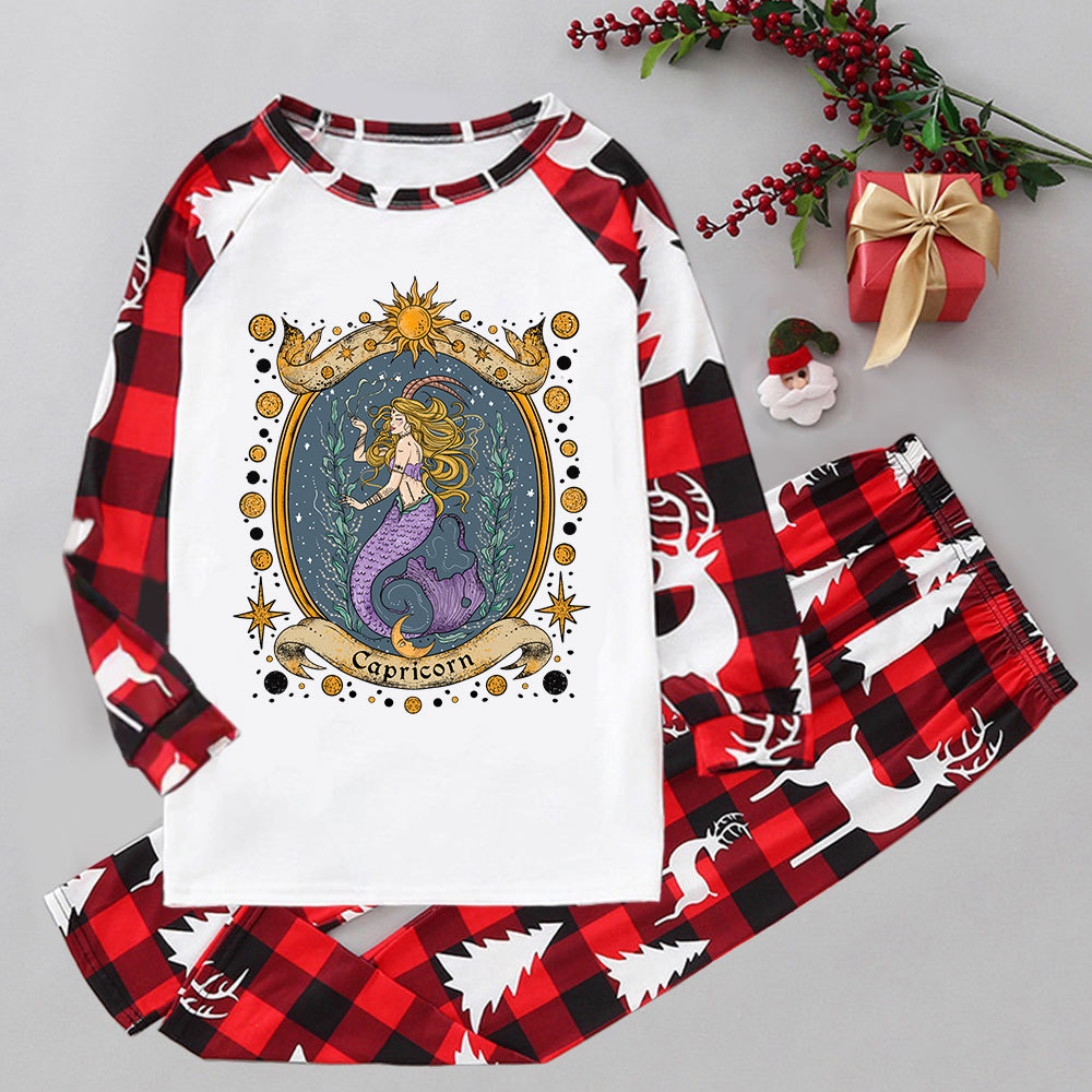 Purplehecate Celestial Capricorn Zodiac Elk Christmas Pajamas