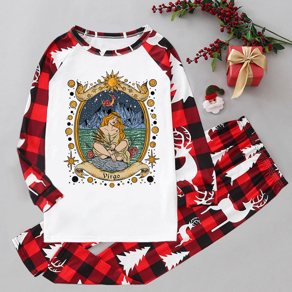 Purplehecate Celestial Virgo Zodiac Elk Christmas Pajamas