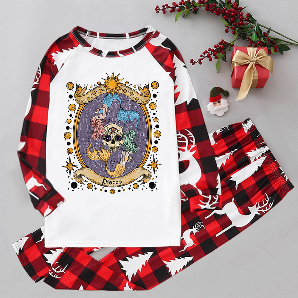 Purplehecate Celestial Pisces Zodiac Elk Christmas Pajamas