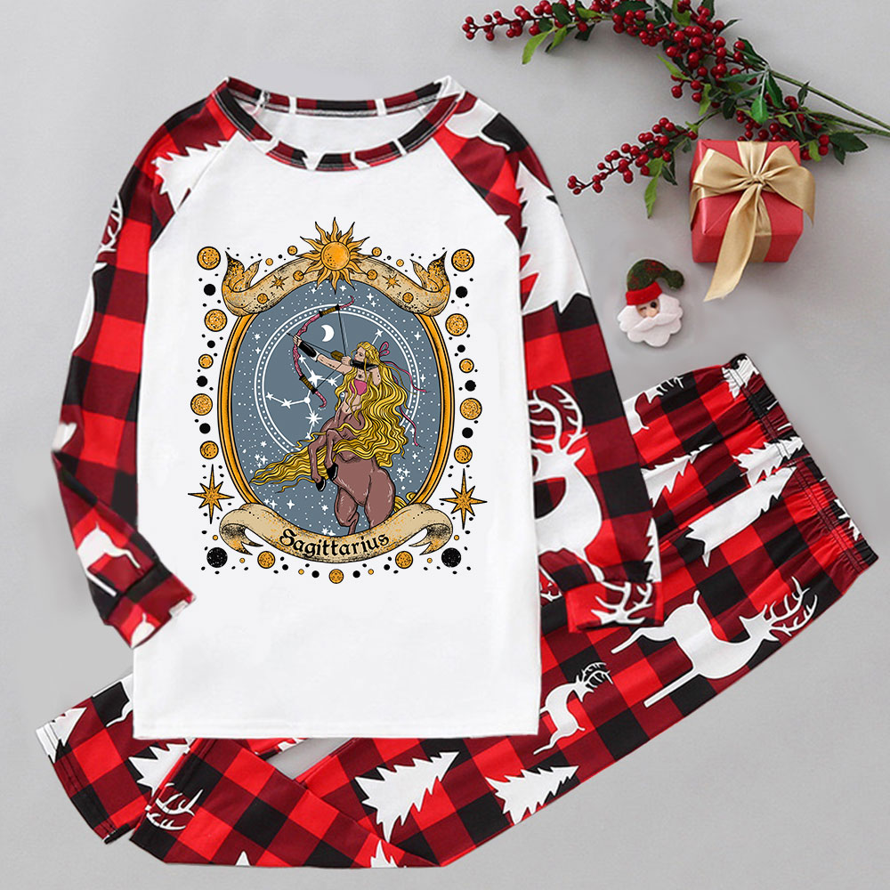 Purplehecate Celestial Sagittarius Zodiac Elk Christmas Pajamas
