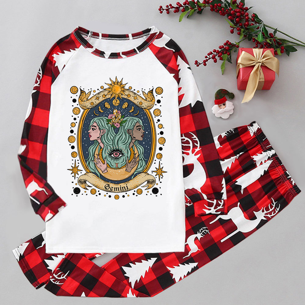 Purplehecate Celestial Gemini Zodiac Elk Christmas Pajamas
