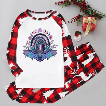 Purplehecate Moon Phase Bat Elk Christmas Pajamas
