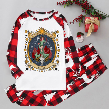 Purplehecate Celestial Aries Zodiac Elk Christmas Pajamas