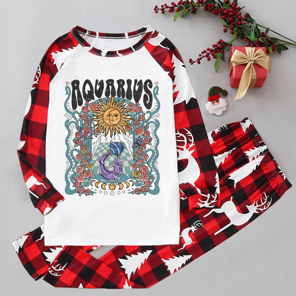 Purplehecate Aquarius Spirit Zodiac Elk Christmas Pajamas