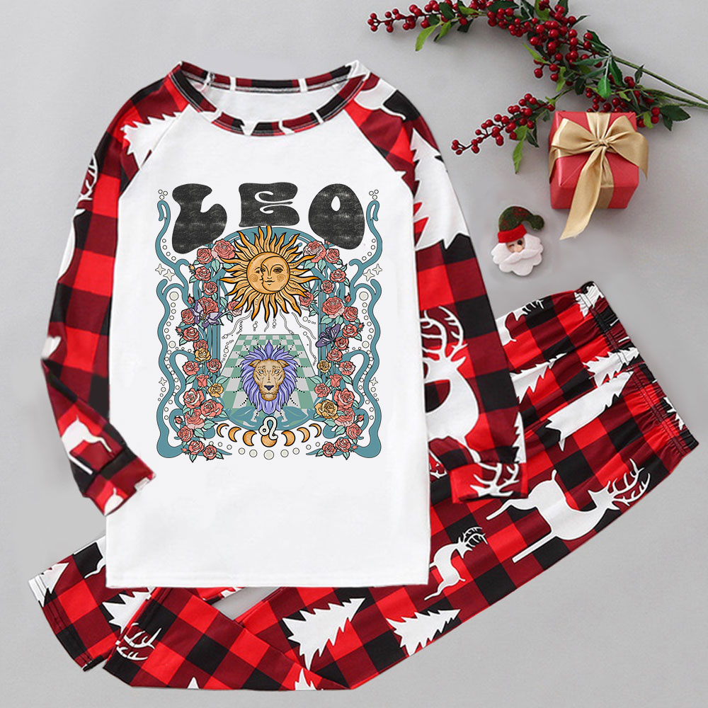 Purplehecate Leo Spirit Zodiac Elk Christmas Pajamas