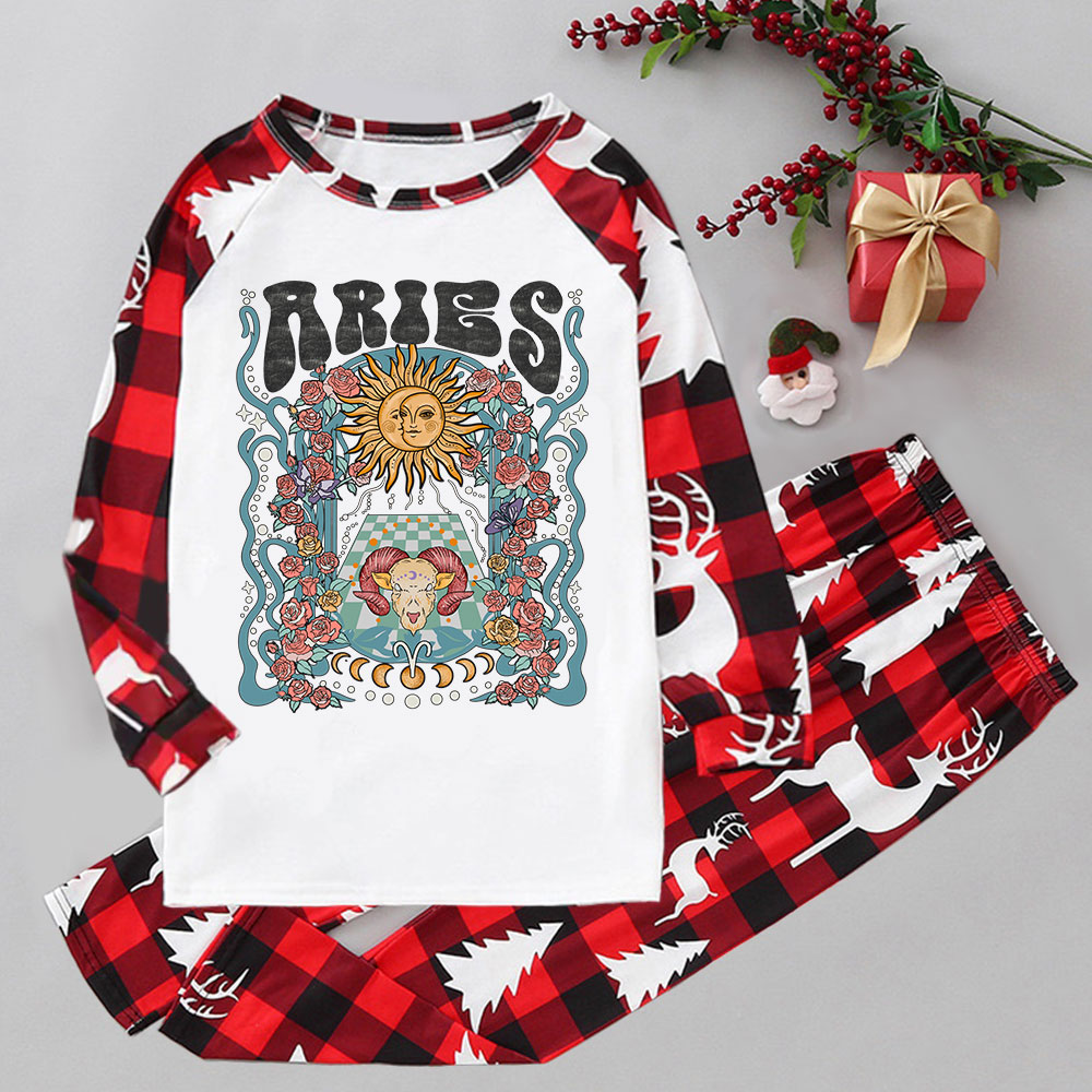 Purplehecate Aries Spirit Zodiac Elk Christmas Pajamas