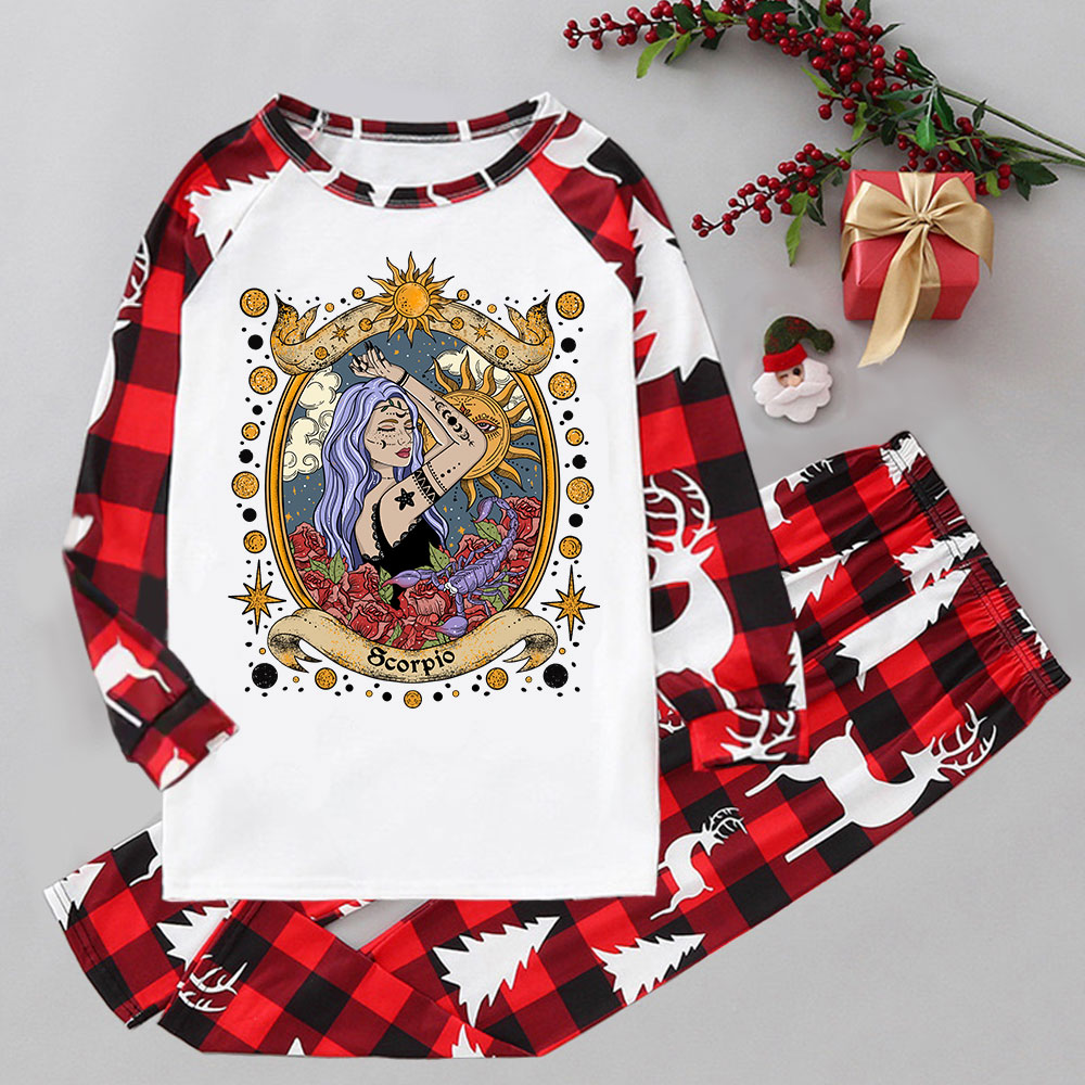 Purplehecate Scorpio Radiance Zodiac Elk Christmas Pajamas