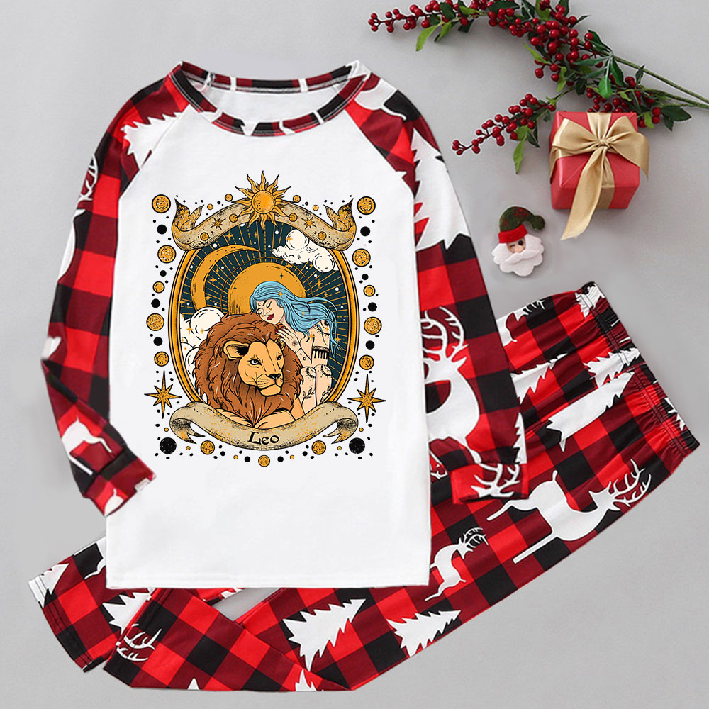 Purplehecate Leo Radiance Zodiac Elk Christmas Pajamas