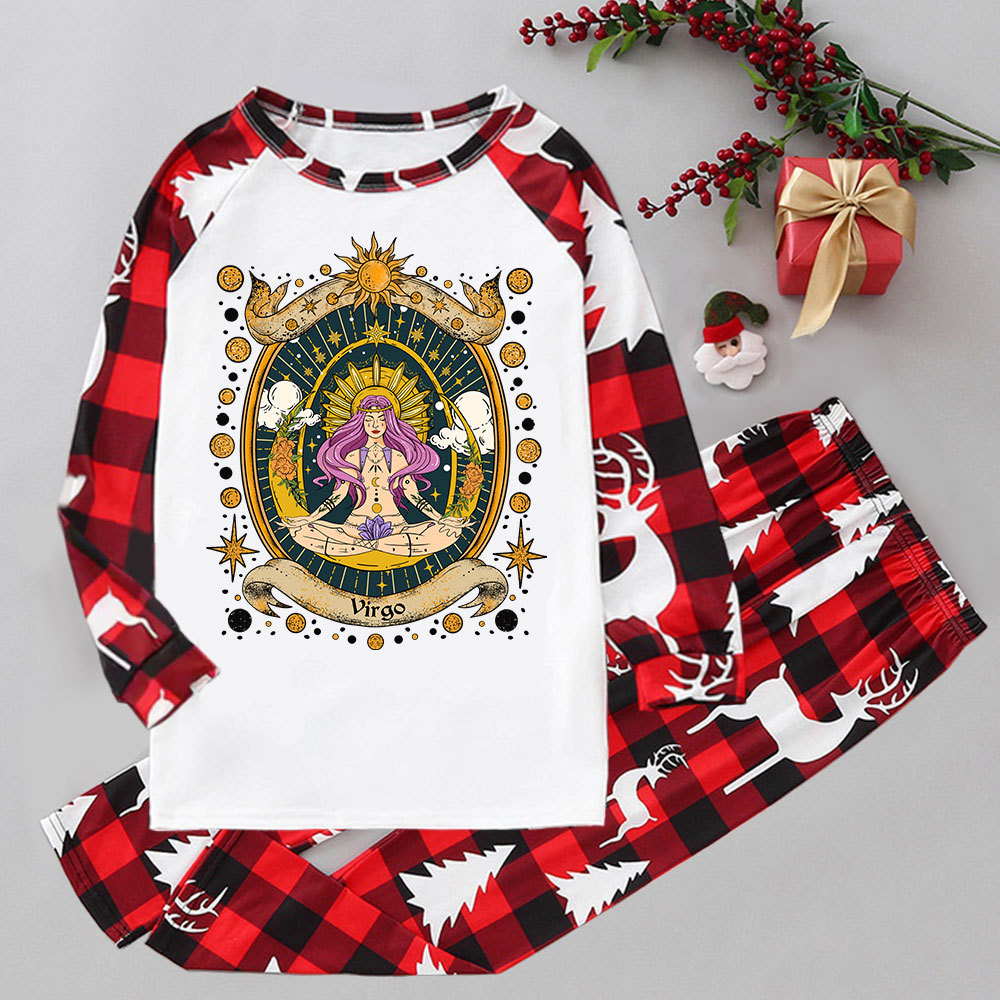 Purplehecate Virgo Radiance Zodiac Elk Christmas Pajamas