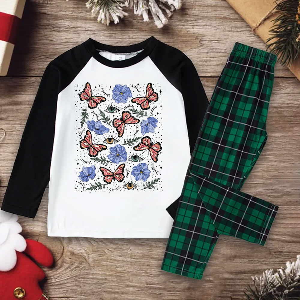 Purplehecate Butterfly Floral Christmas Pajamas