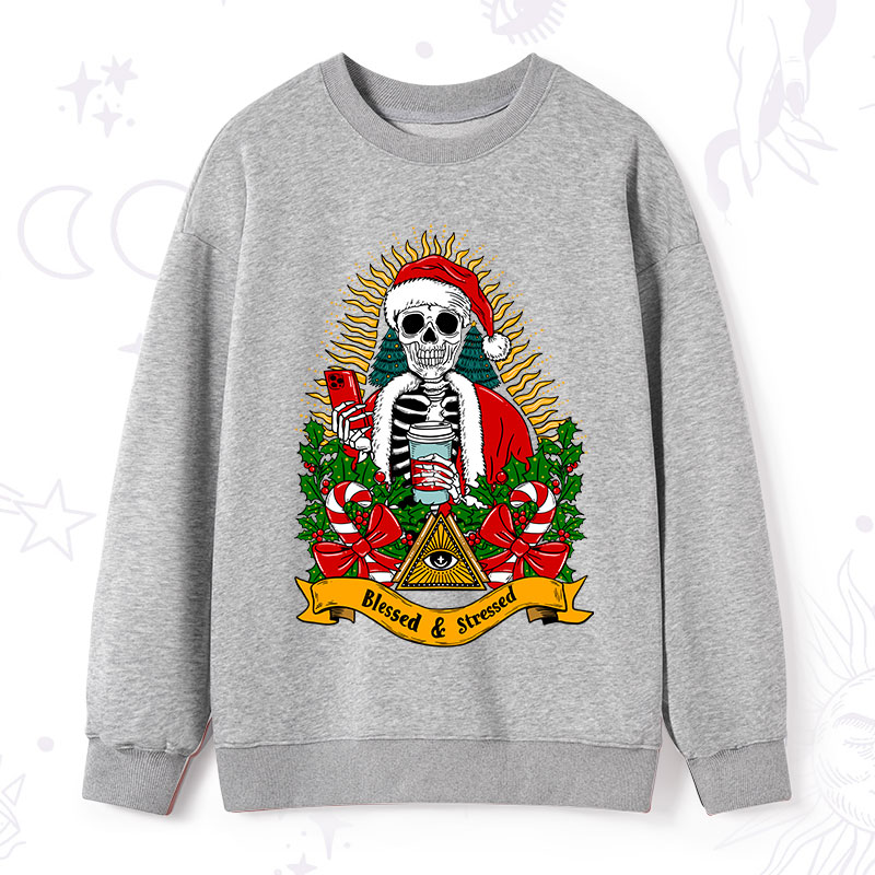Purplehecate Christmas Blessed And Stressed Sweatshirt