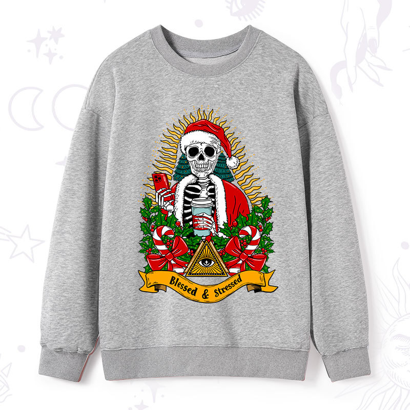 Purplehecate Christmas Blessed And Stressed Sweatshirt