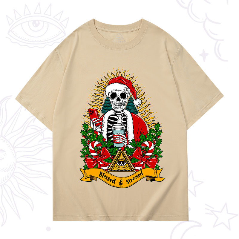 Purplehecate Christmas Blessed And Stressed T-Shirt