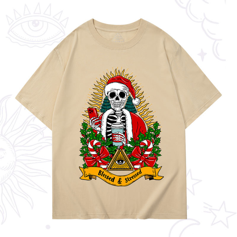 Purplehecate Christmas Blessed And Stressed T-Shirt