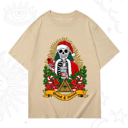 Purplehecate Christmas Blessed And Stressed T-Shirt