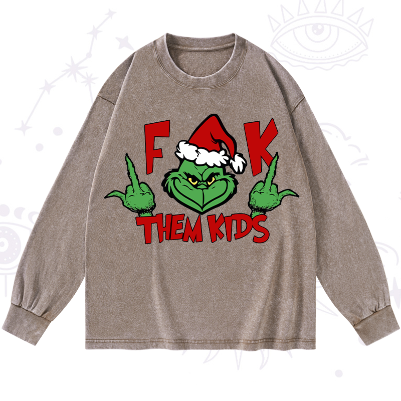 Purplehecate Feeling Extra Grinchy Today Christmas Washed Long Sleeve Shirt