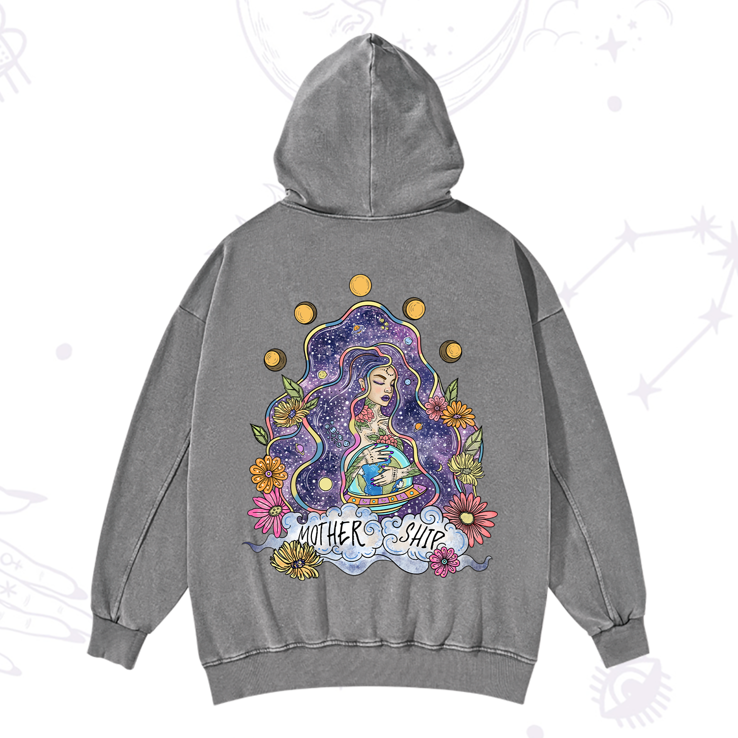 Purplehecate Mother Ship Washed Hoodie