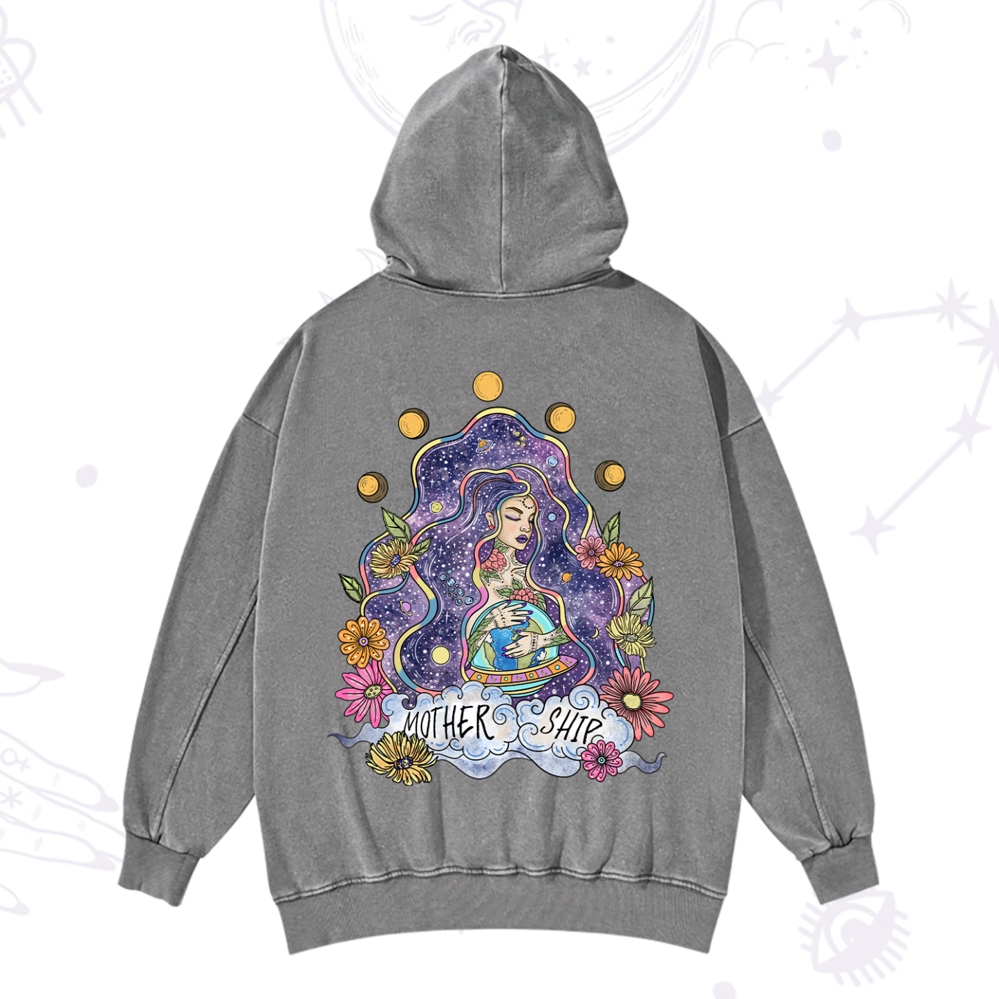Purplehecate Mother Ship Washed Hoodie
