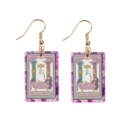 Purplehecate The High Priestess Tarot Purple Confetti Acrylic Earrings