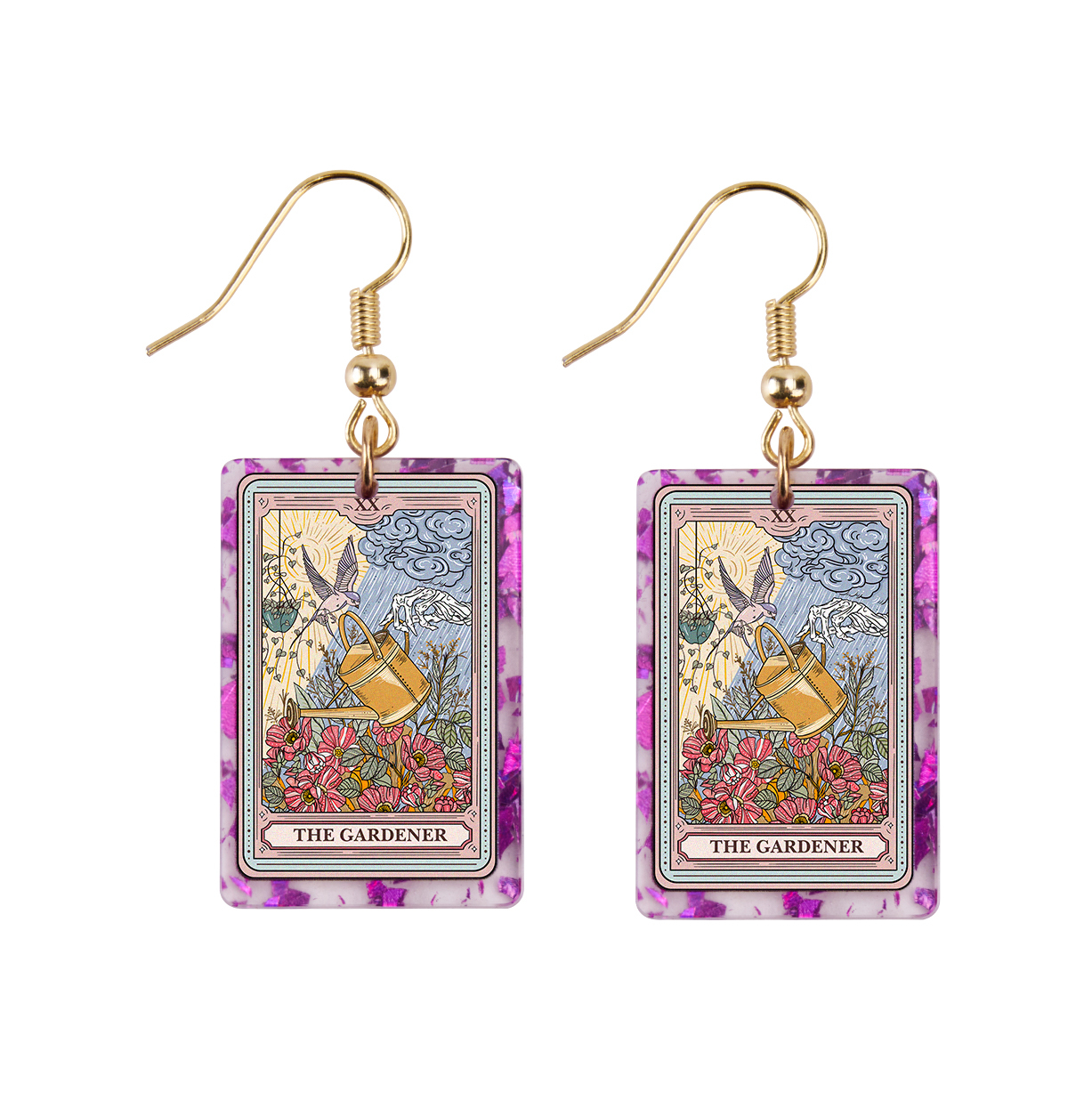 Purplehecate The Gardener Tarot Purple fragments Acrylic Earrings