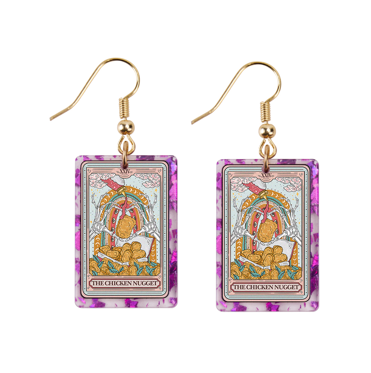 Purplehecate The Chicken Nugget Tarot Purple fragments Acrylic Earrings