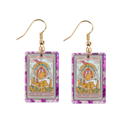 Purplehecate The Chicken Nugget Tarot Purple fragments Acrylic Earrings