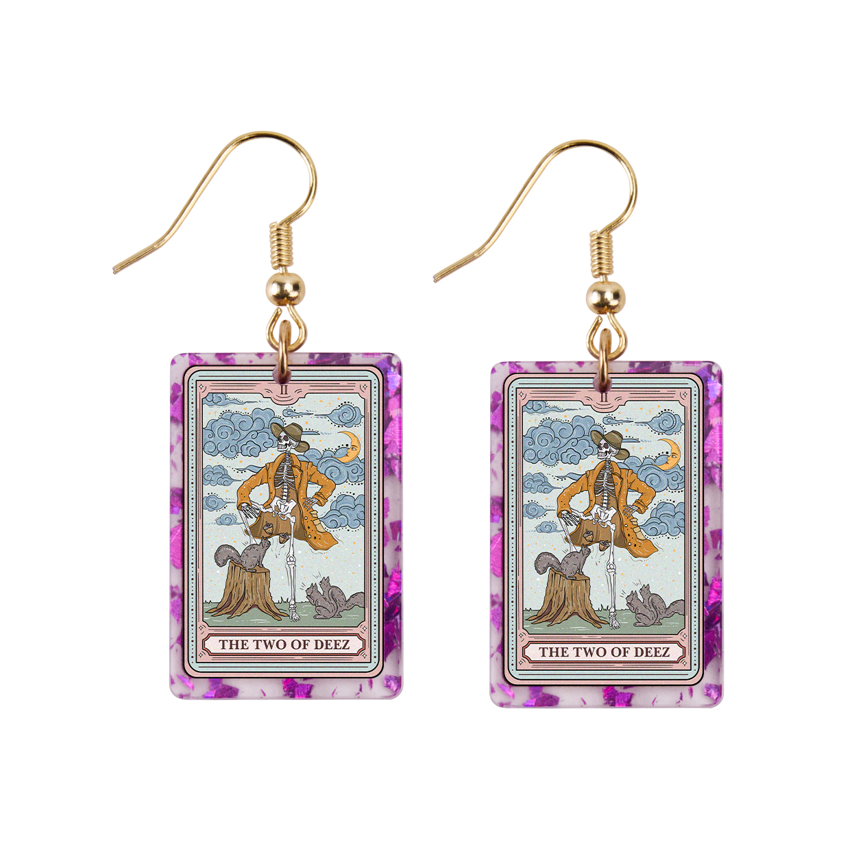 Purplehecate The Two Of Deez Tarot Purple fragments Acrylic Earrings
