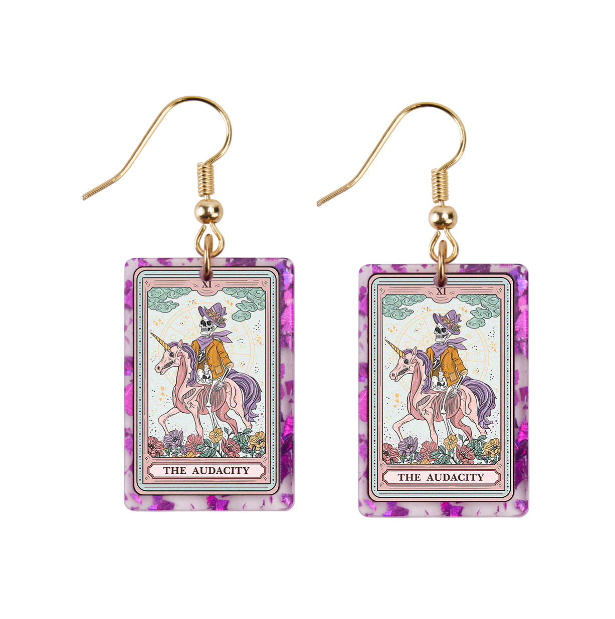 Purplehecate The Audacity Tarot Card Purple fragments Acrylic Earrings