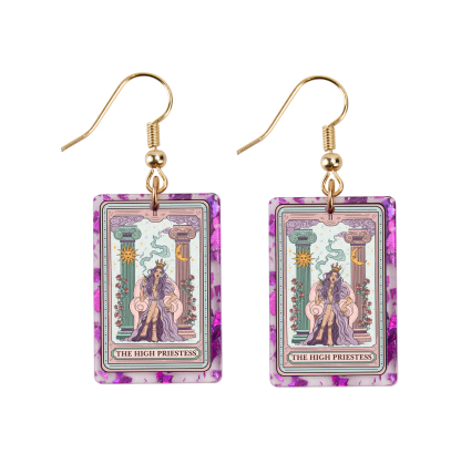 Purplehecate The High Priestess Tarot Card Purple fragments Acrylic Earrings