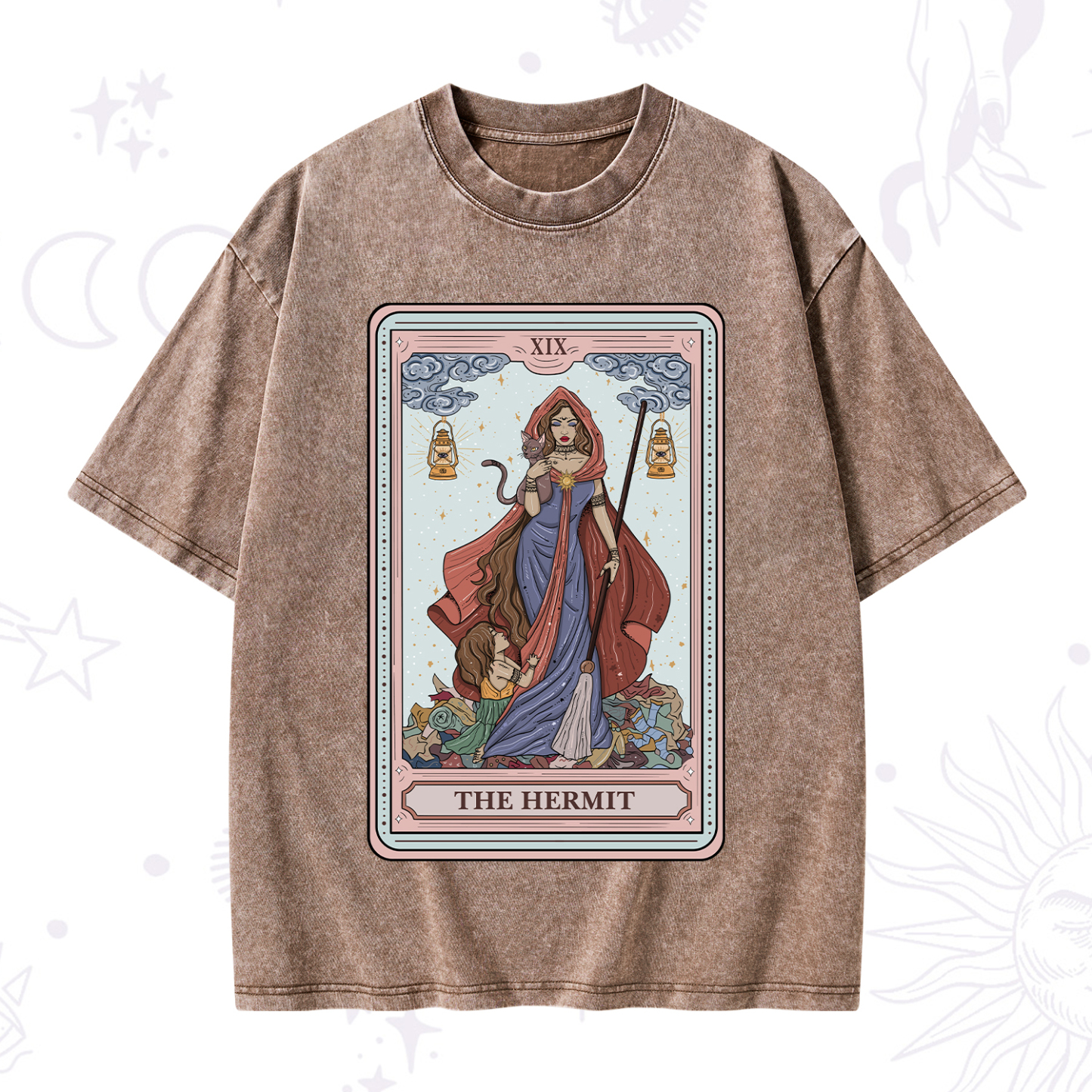 Purplehecate The Hermit Tarot Card Washed T-Shirt