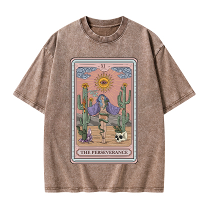 Purplehecate The Perseverance Tarot Card Washed T-Shirt